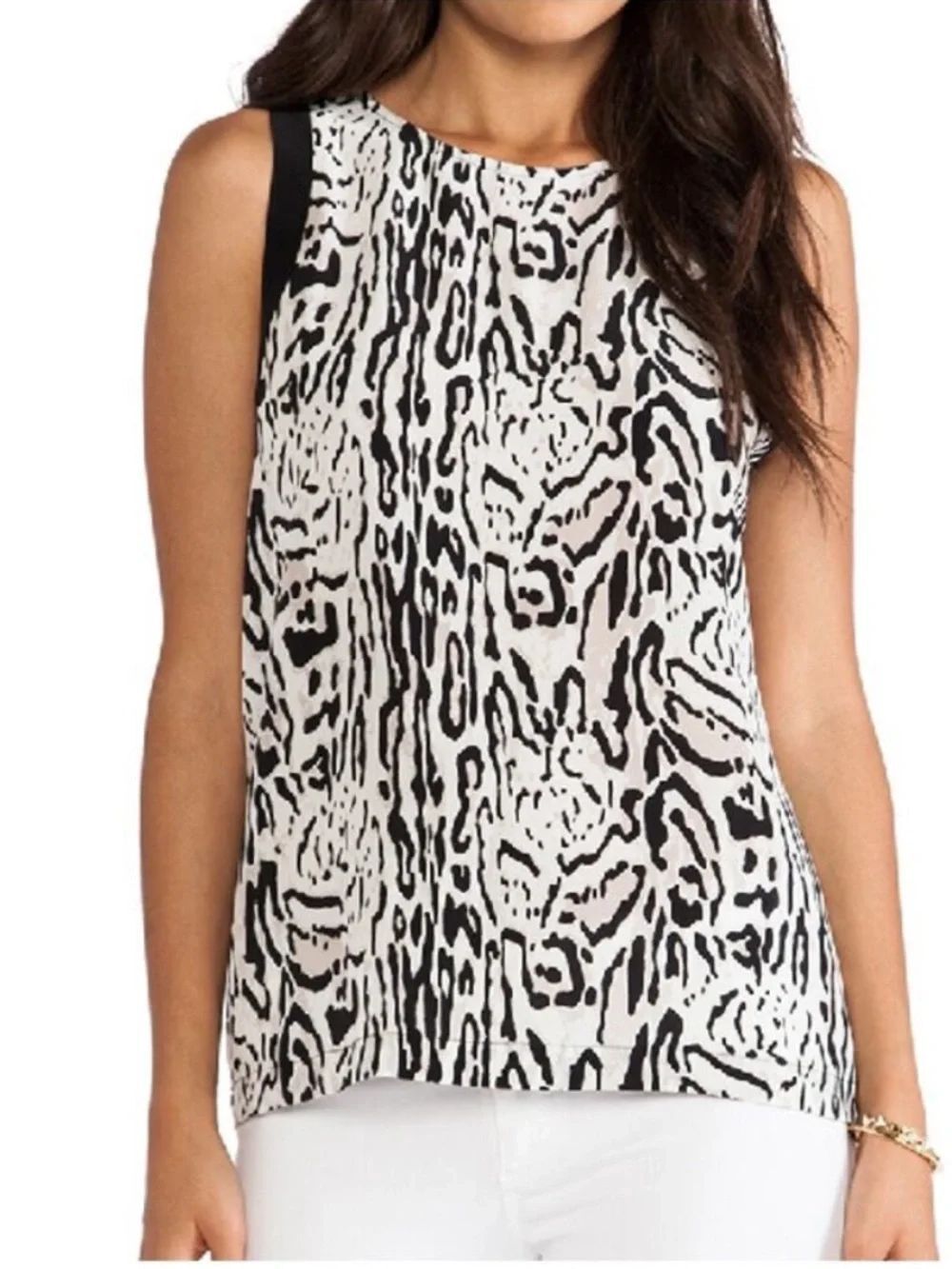 Joie Toki Ocelet Printed Silk Sleeveless Top Medium - Picture 9 of 9